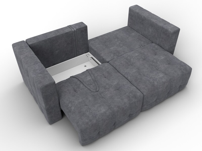 Диван прямой Лига-052 НПБ, Велюр, BRUT 16 темно-серый