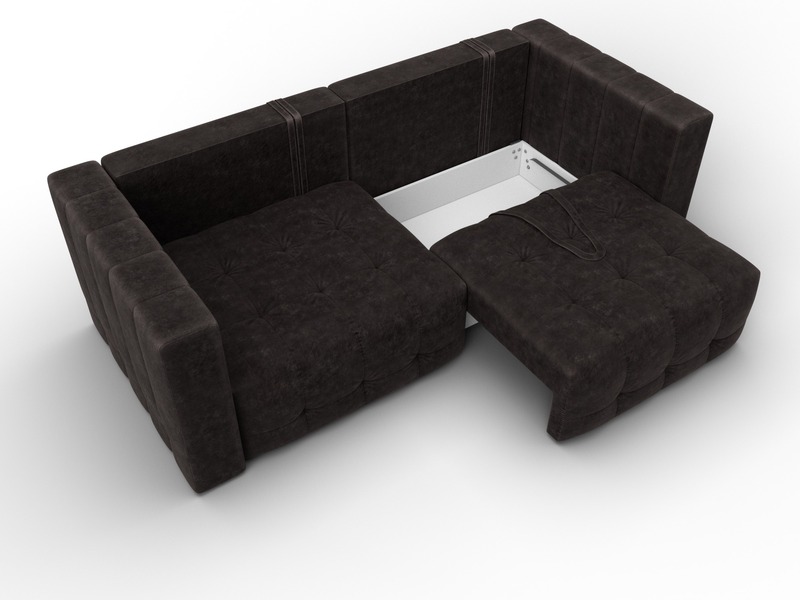 Диван прямой Лига-052 НПБ, Велюр, BRUT 17 коричневый