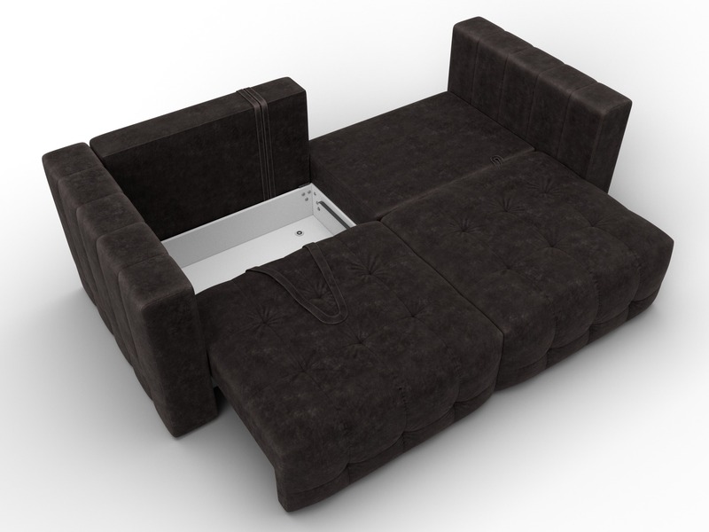 Диван прямой Лига-052 НПБ, Велюр, BRUT 17 коричневый