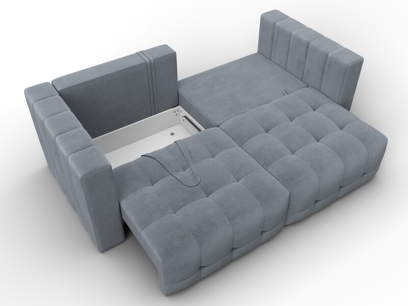 Диван прямой Лига-052 НПБ, Велюр, TOWER 10 серый