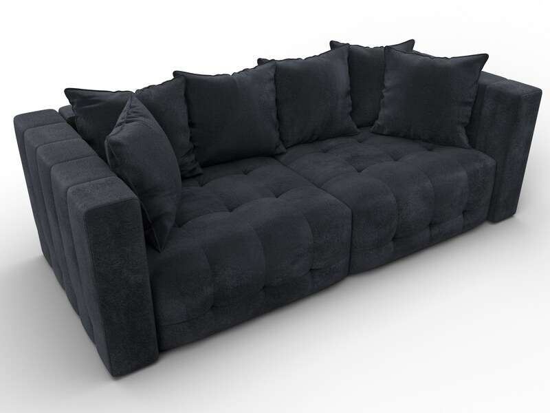 Диван прямой Лига-052 НПБ, Велюр, TOWER 11 темно-серый