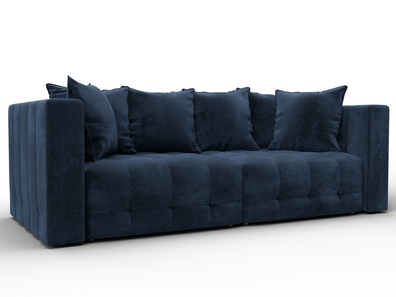 Диван прямой Лига-052 НПБ, Велюр, TOWER 13 синий