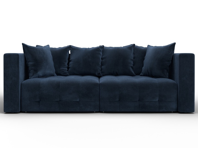 Диван прямой Лига-052 НПБ, Велюр, TOWER 13 синий