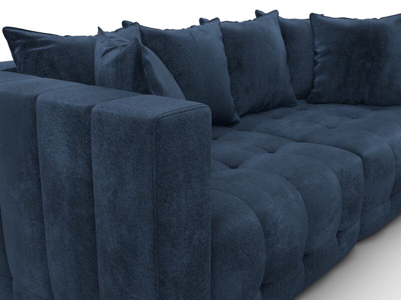 Диван прямой Лига-052 НПБ, Велюр, TOWER 13 синий