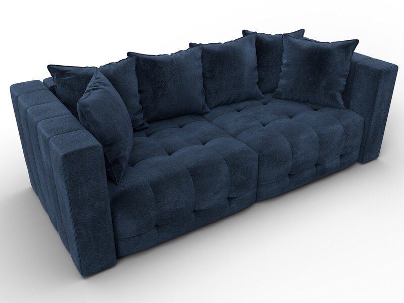 Диван прямой Лига-052 НПБ, Велюр, TOWER 13 синий