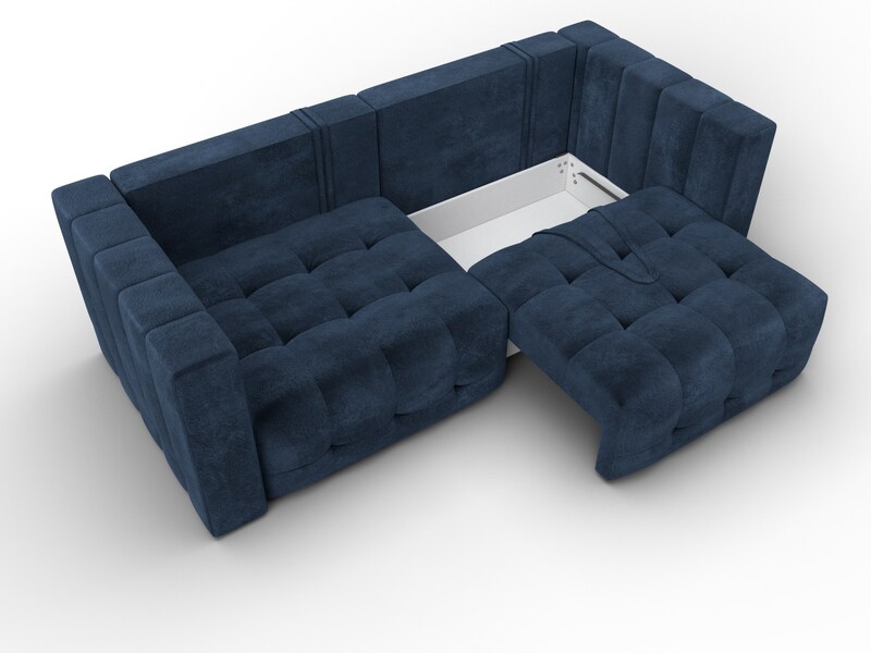 Диван прямой Лига-052 НПБ, Велюр, TOWER 13 синий