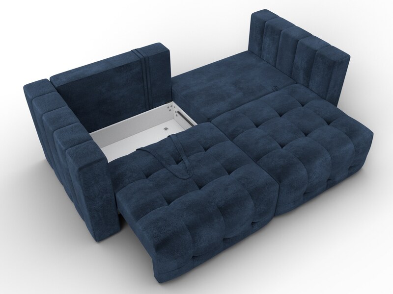 Диван прямой Лига-052 НПБ, Велюр, TOWER 13 синий