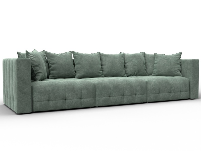 Диван прямой Лига-052 НПБ Лонг, Велюр, BRUT 08 зеленый