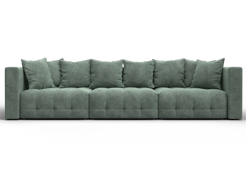 Диван прямой Лига-052 НПБ Лонг, Велюр, BRUT 08 зеленый