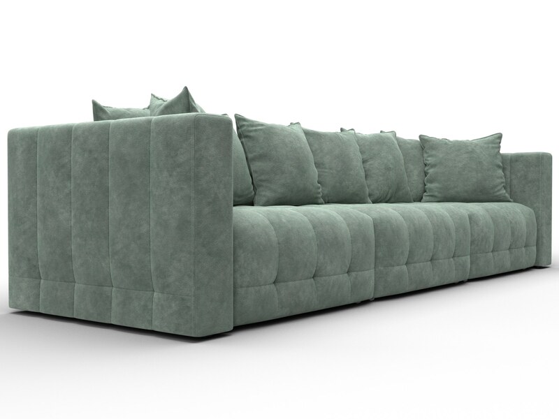 Диван прямой Лига-052 НПБ Лонг, Велюр, BRUT 08 зеленый
