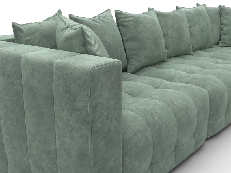 Диван прямой Лига-052 НПБ Лонг, Велюр, BRUT 08 зеленый