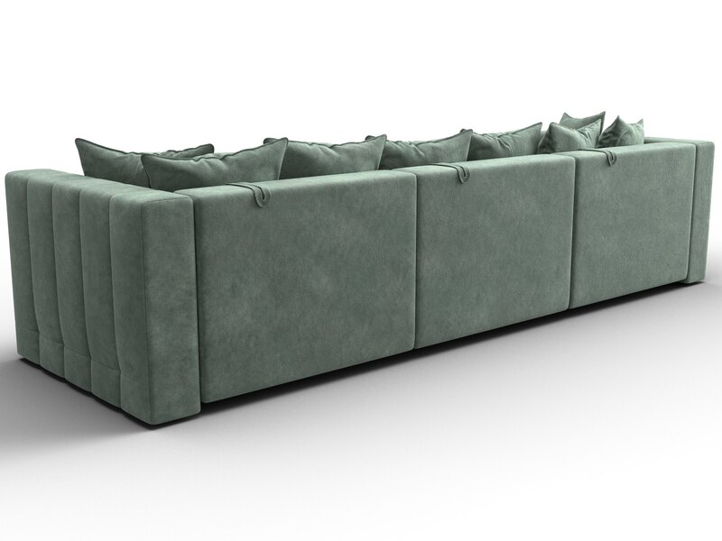 Диван прямой Лига-052 НПБ Лонг, Велюр, BRUT 08 зеленый