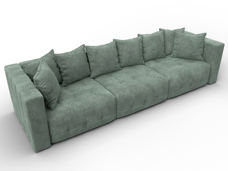 Диван прямой Лига-052 НПБ Лонг, Велюр, BRUT 08 зеленый