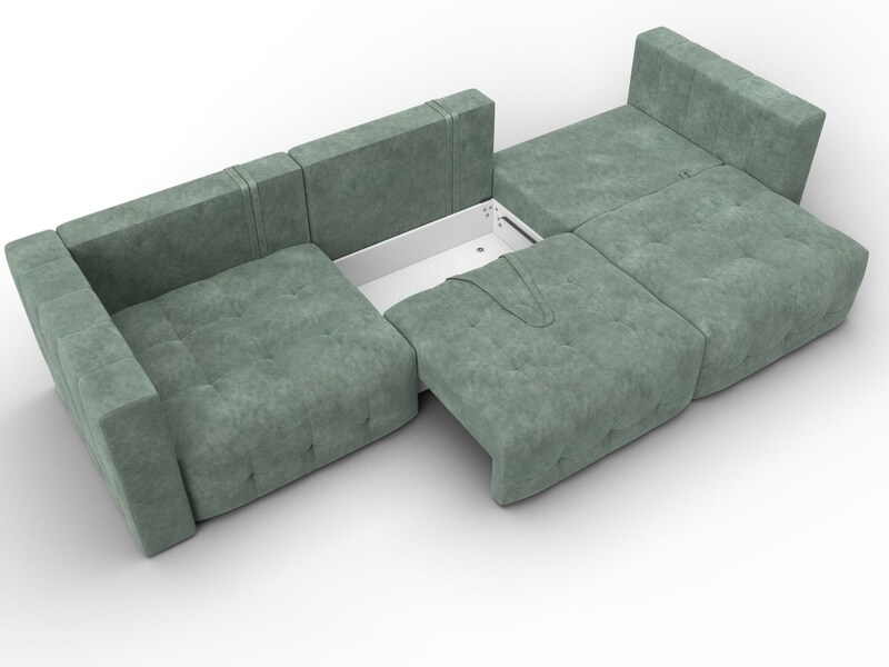 Диван прямой Лига-052 НПБ Лонг, Велюр, BRUT 08 зеленый