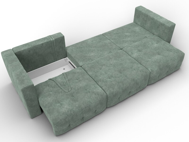 Диван прямой Лига-052 НПБ Лонг, Велюр, BRUT 08 зеленый