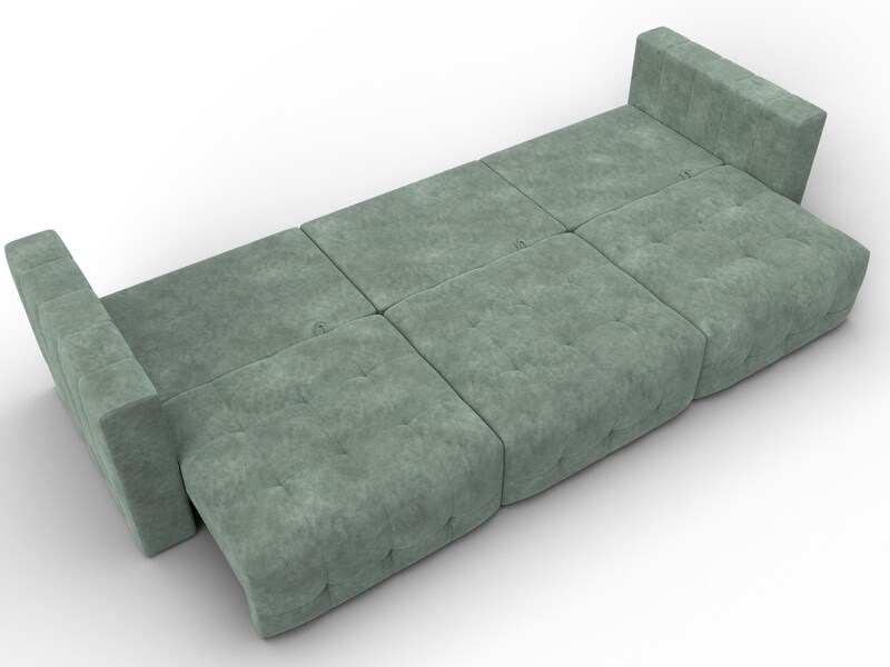 Диван прямой Лига-052 НПБ Лонг, Велюр, BRUT 08 зеленый