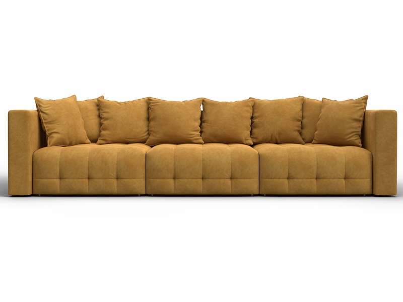 Диван прямой Лига-052 НПБ Лонг, Велюр, BRUT 10 желтый