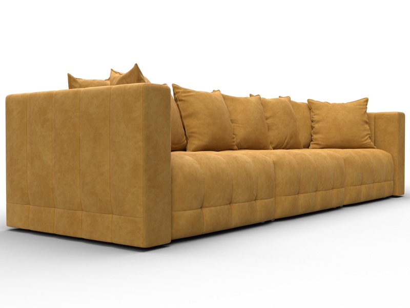 Диван прямой Лига-052 НПБ Лонг, Велюр, BRUT 10 желтый