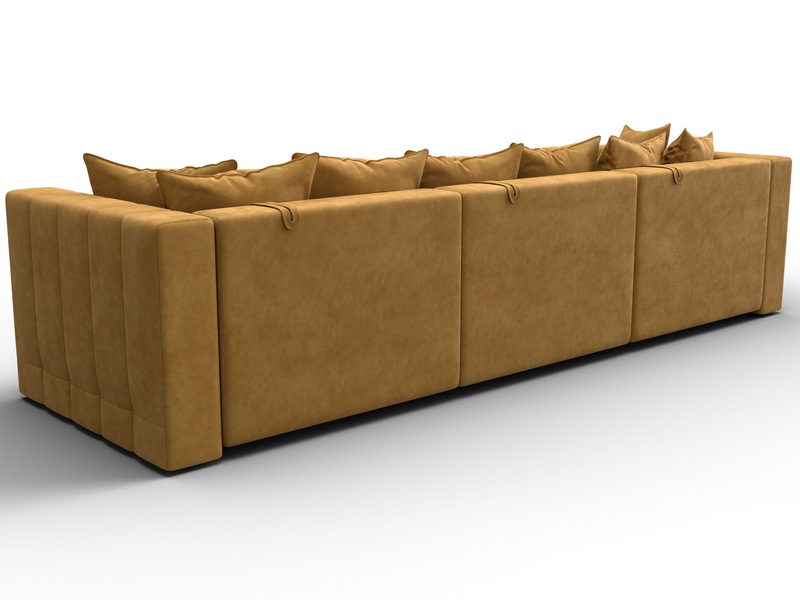 Диван прямой Лига-052 НПБ Лонг, Велюр, BRUT 10 желтый