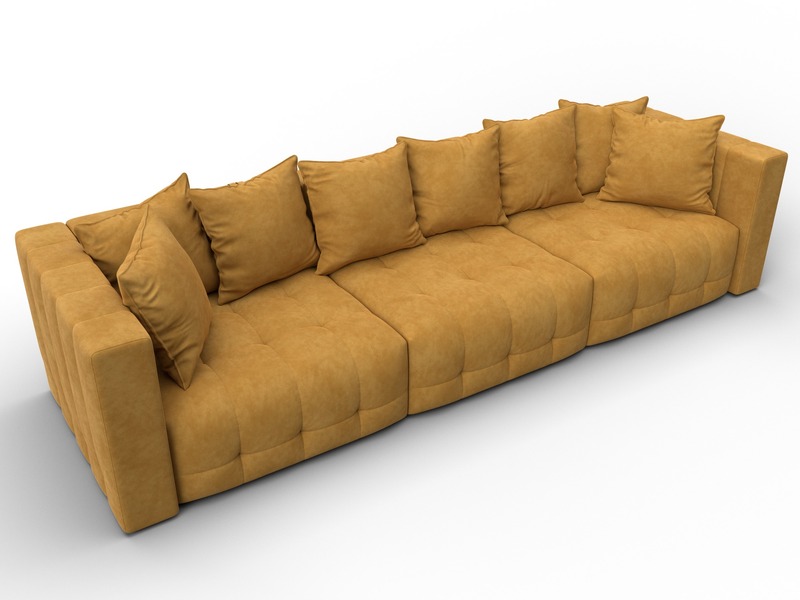 Диван прямой Лига-052 НПБ Лонг, Велюр, BRUT 10 желтый