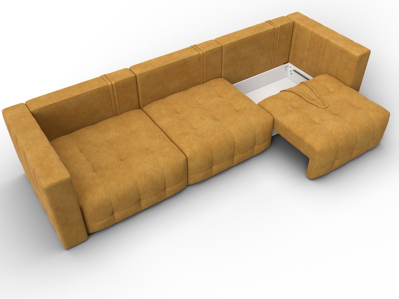 Диван прямой Лига-052 НПБ Лонг, Велюр, BRUT 10 желтый