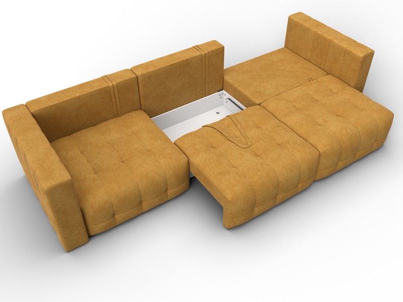 Диван прямой Лига-052 НПБ Лонг, Велюр, BRUT 10 желтый