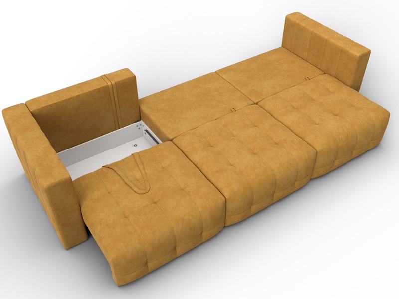 Диван прямой Лига-052 НПБ Лонг, Велюр, BRUT 10 желтый