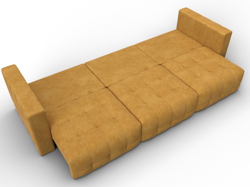 Диван прямой Лига-052 НПБ Лонг, Велюр, BRUT 10 желтый