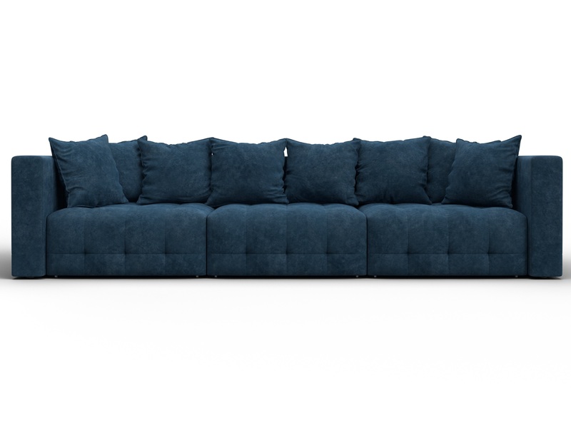 Диван прямой Лига-052 НПБ Лонг, Велюр, BRUT 11 синий