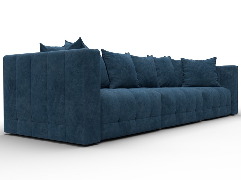 Диван прямой Лига-052 НПБ Лонг, Велюр, BRUT 11 синий