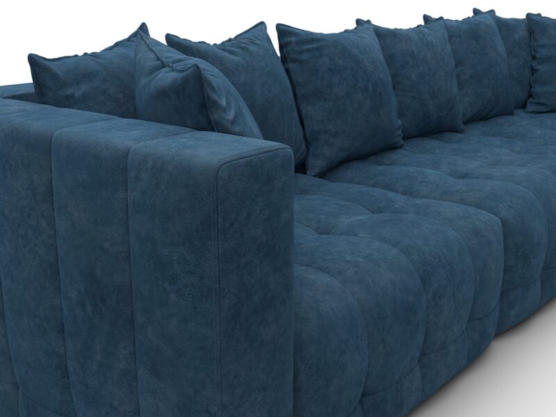 Диван прямой Лига-052 НПБ Лонг, Велюр, BRUT 11 синий