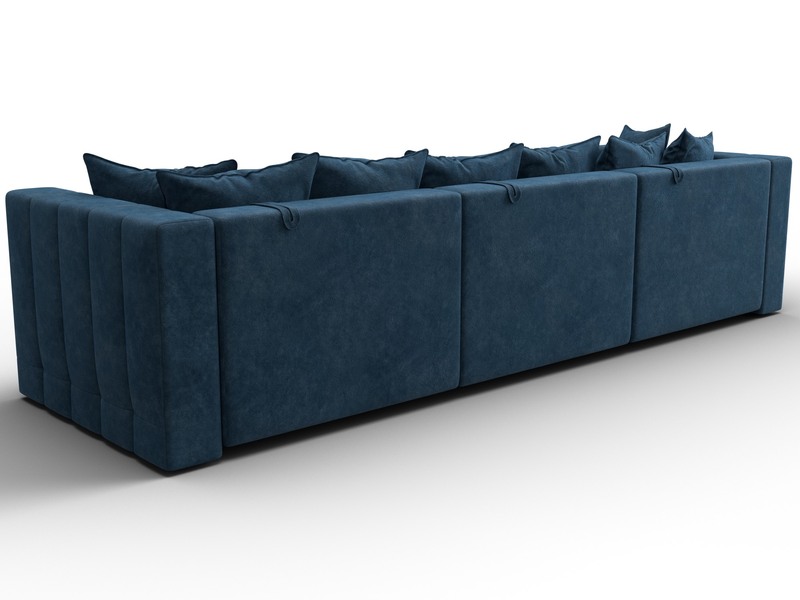 Диван прямой Лига-052 НПБ Лонг, Велюр, BRUT 11 синий