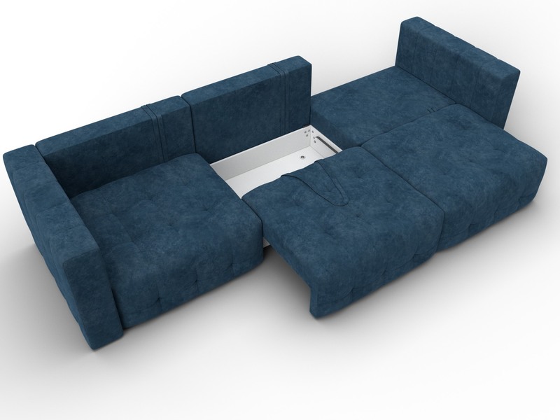 Диван прямой Лига-052 НПБ Лонг, Велюр, BRUT 11 синий