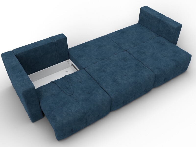 Диван прямой Лига-052 НПБ Лонг, Велюр, BRUT 11 синий