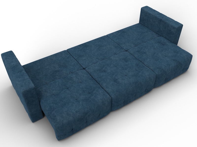 Диван прямой Лига-052 НПБ Лонг, Велюр, BRUT 11 синий