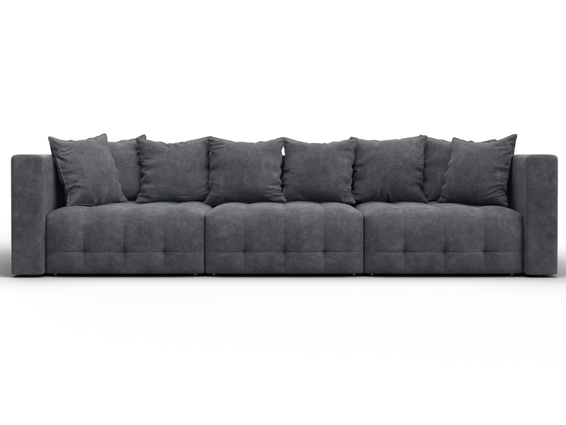 Диван прямой Лига-052 НПБ Лонг, Велюр, BRUT 16 темно-серый
