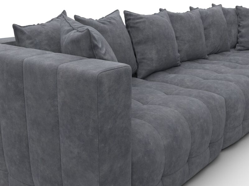 Диван прямой Лига-052 НПБ Лонг, Велюр, BRUT 16 темно-серый