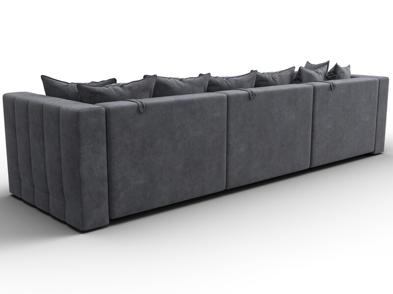 Диван прямой Лига-052 НПБ Лонг, Велюр, BRUT 16 темно-серый