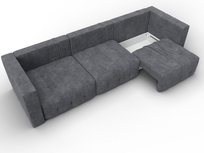 Диван прямой Лига-052 НПБ Лонг, Велюр, BRUT 16 темно-серый