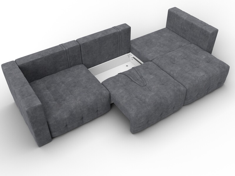 Диван прямой Лига-052 НПБ Лонг, Велюр, BRUT 16 темно-серый