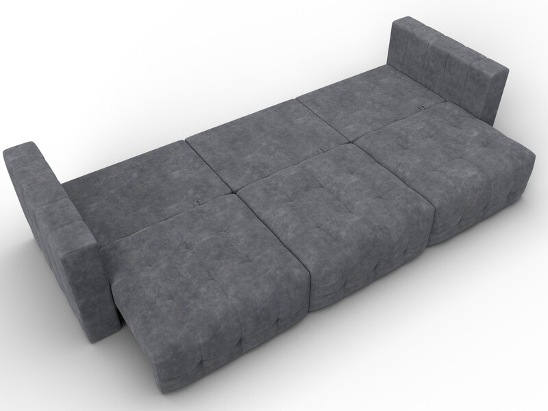 Диван прямой Лига-052 НПБ Лонг, Велюр, BRUT 16 темно-серый