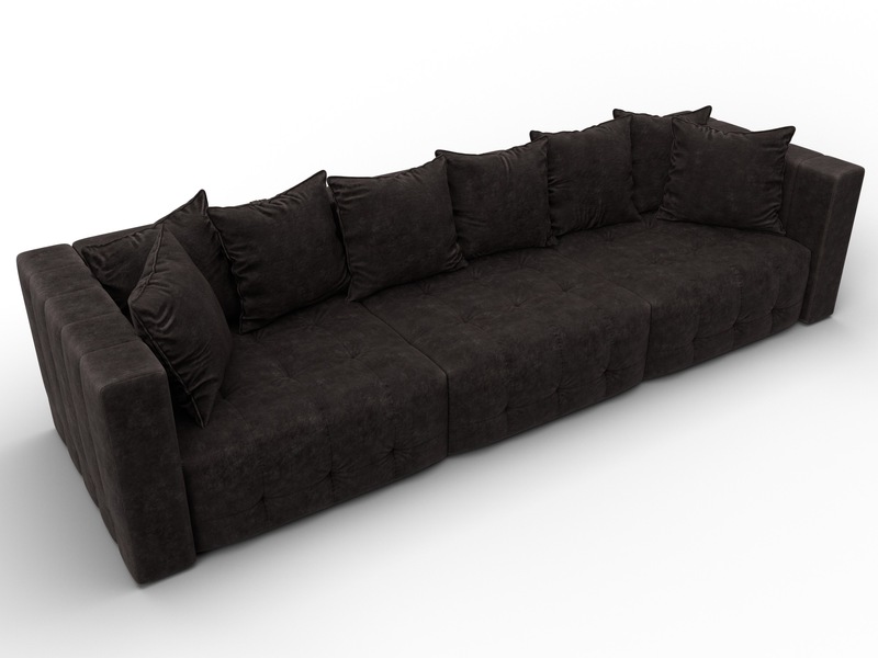 Диван прямой Лига-052 НПБ Лонг, Велюр, BRUT 17 коричневый