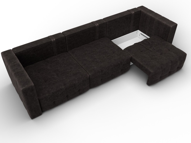 Диван прямой Лига-052 НПБ Лонг, Велюр, BRUT 17 коричневый