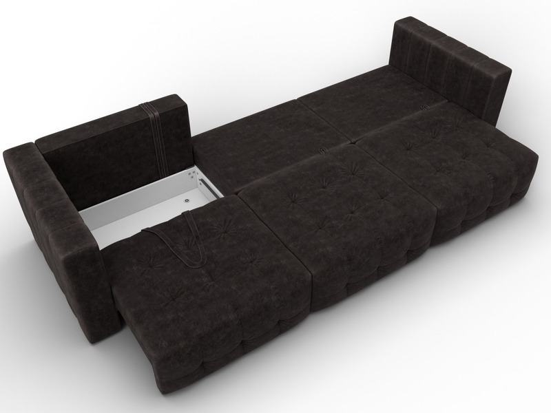 Диван прямой Лига-052 НПБ Лонг, Велюр, BRUT 17 коричневый