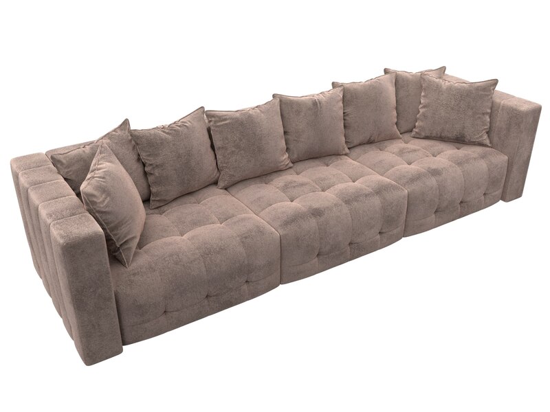 Диван прямой Лига-052 НПБ Лонг, Велюр, TOWER 05 бежевый