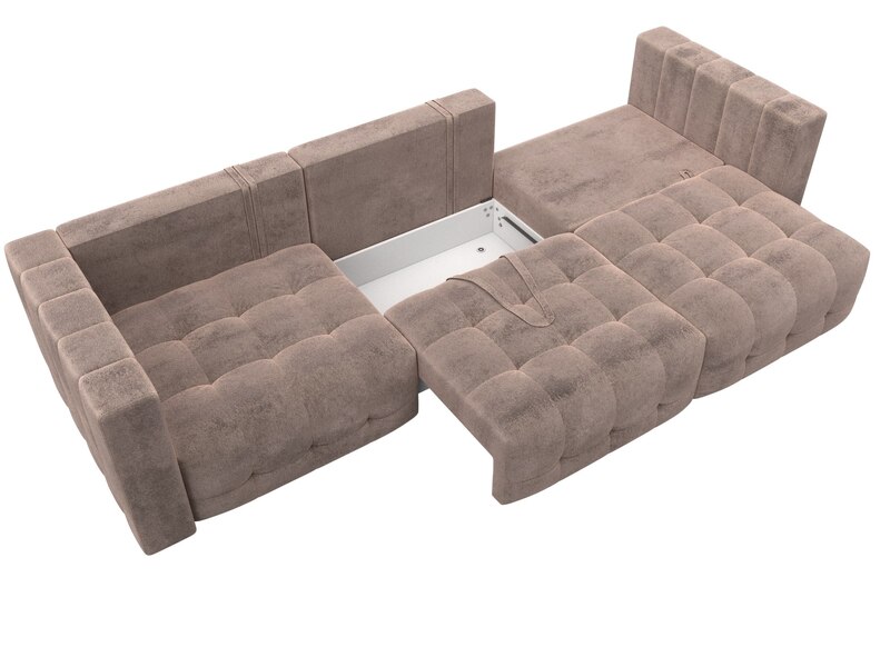 Диван прямой Лига-052 НПБ Лонг, Велюр, TOWER 05 бежевый