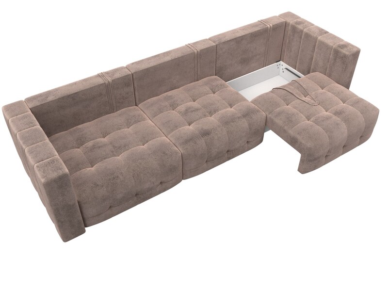 Диван прямой Лига-052 НПБ Лонг, Велюр, TOWER 05 бежевый