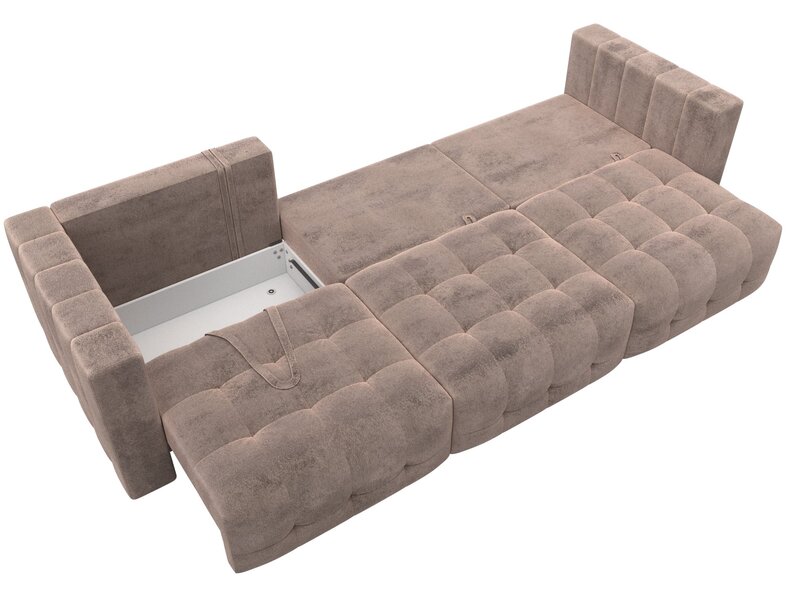 Диван прямой Лига-052 НПБ Лонг, Велюр, TOWER 05 бежевый