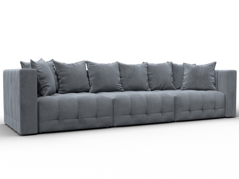 Диван прямой Лига-052 НПБ Лонг, Велюр, TOWER 10 серый