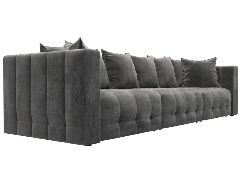 Диван прямой Лига-052 НПБ Лонг, Велюр, TOWER 10 серый